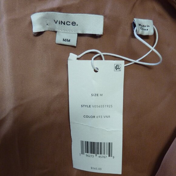 Vince Pleated Satin Long-Sleeve Midi Dress - Picture 11 of 11